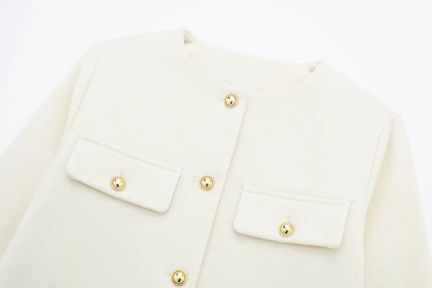 Mera - Jacket in Wool Blend with Gold Decorative Buttons