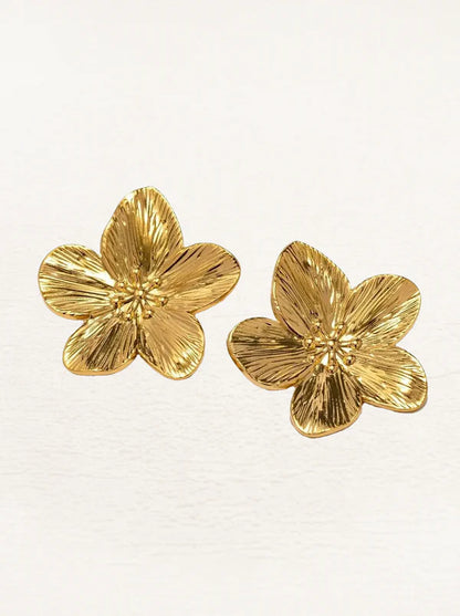 Bianca Flower Blossom Earrings Gold