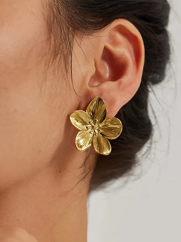 Bianca Flower Blossom Earrings Gold