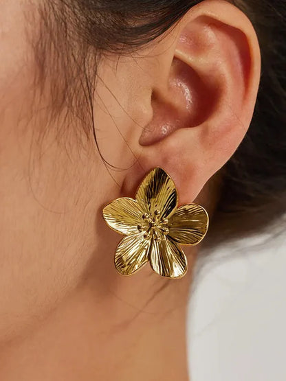 Bianca Flower Blossom Earrings Gold