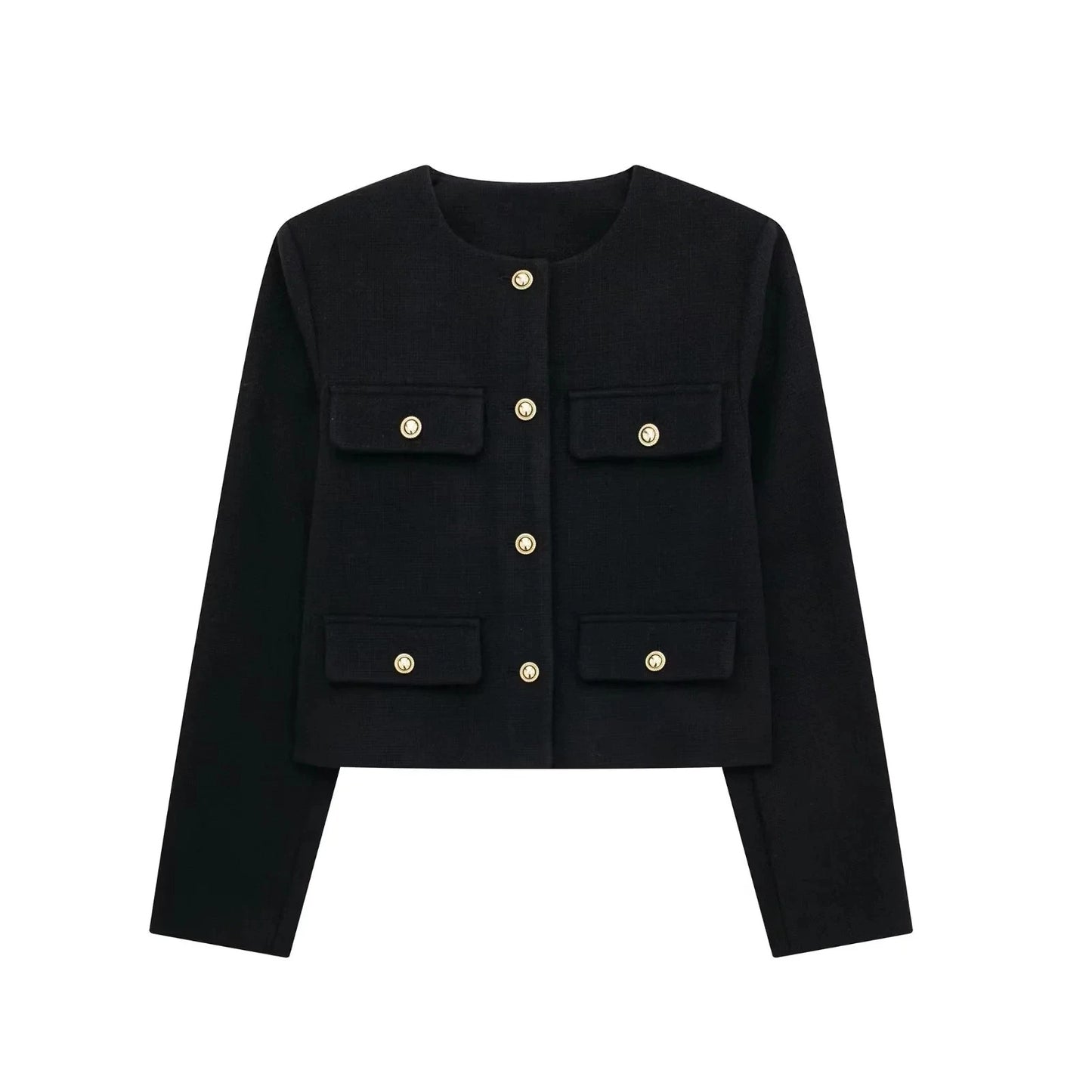 Mera - Jacket in Wool Blend with Gold Decorative Buttons